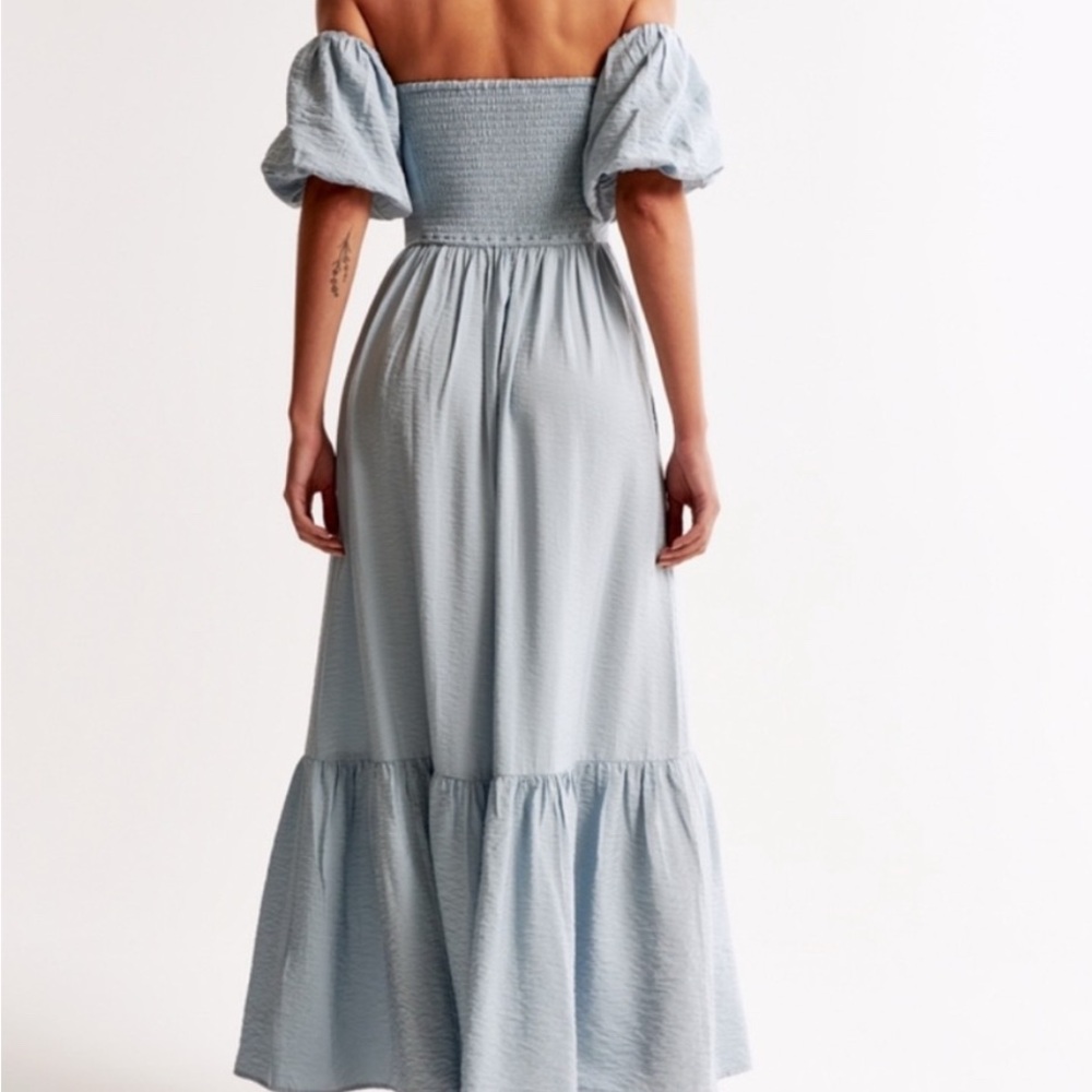 Abercrombie & Fitch Emerson Off Shoulder Light Blue Maxi Dress - Picture 2 of 5